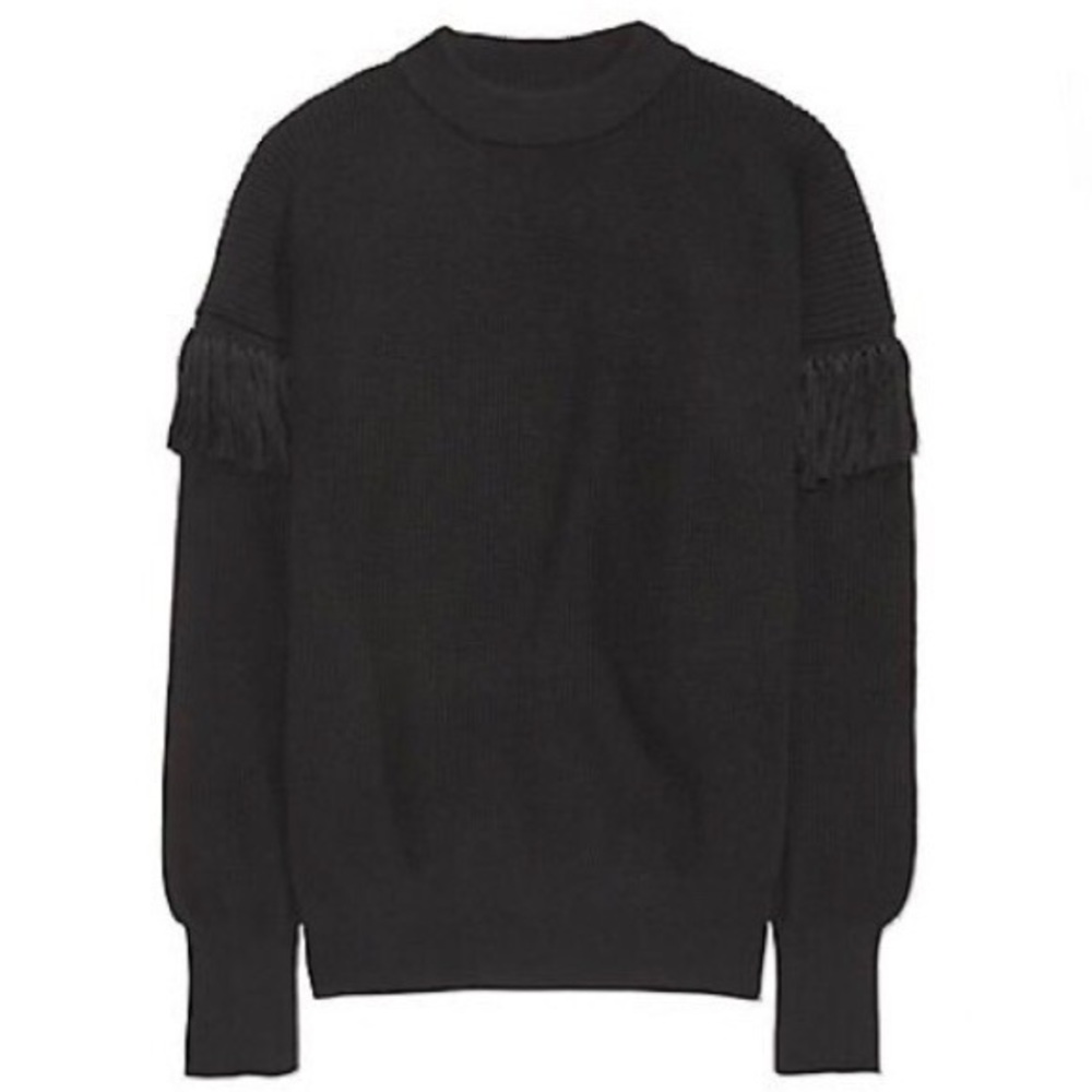 Tory Burch Bristol Fringe Black Sweater XS